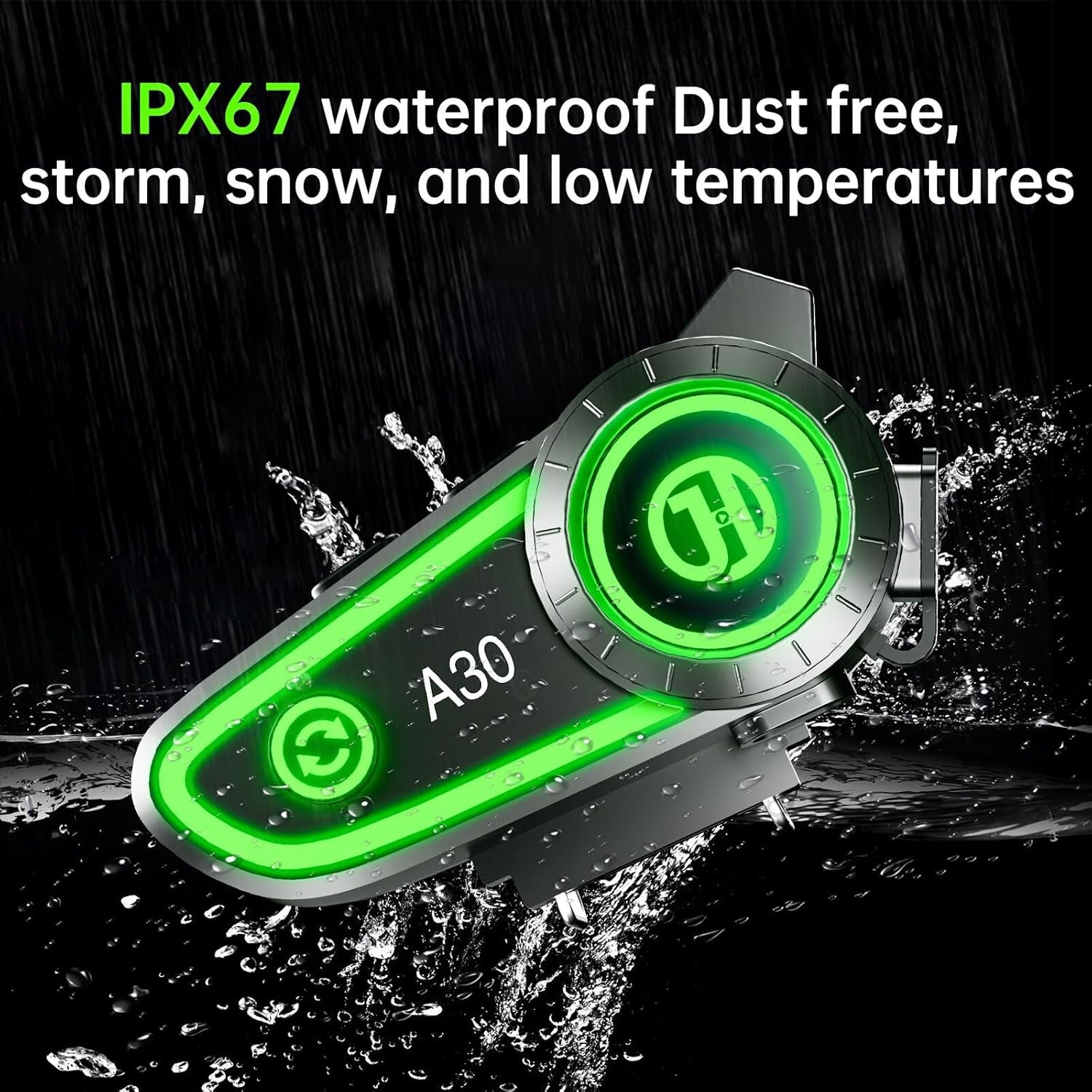 Motorcycle Helmet Speakers with Voice Assistant,Motorbike Headset IPX67 Waterproof/Bluetooth 5.3/1200Mah Long Battery Life, Bluetooth Helmet Headset Compatible with Most Helmets