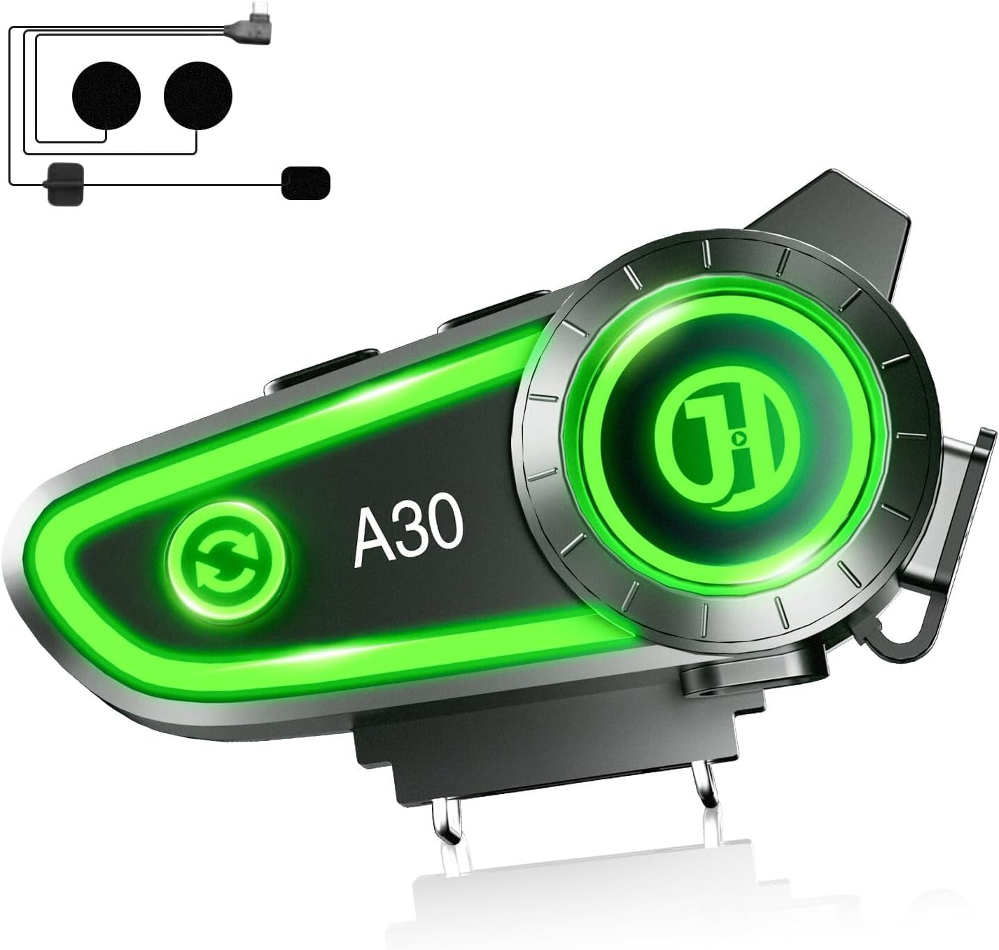 Motorcycle Helmet Speakers with Voice Assistant,Motorbike Headset IPX67 Waterproof/Bluetooth 5.3/1200Mah Long Battery Life, Bluetooth Helmet Headset Compatible with Most Helmets