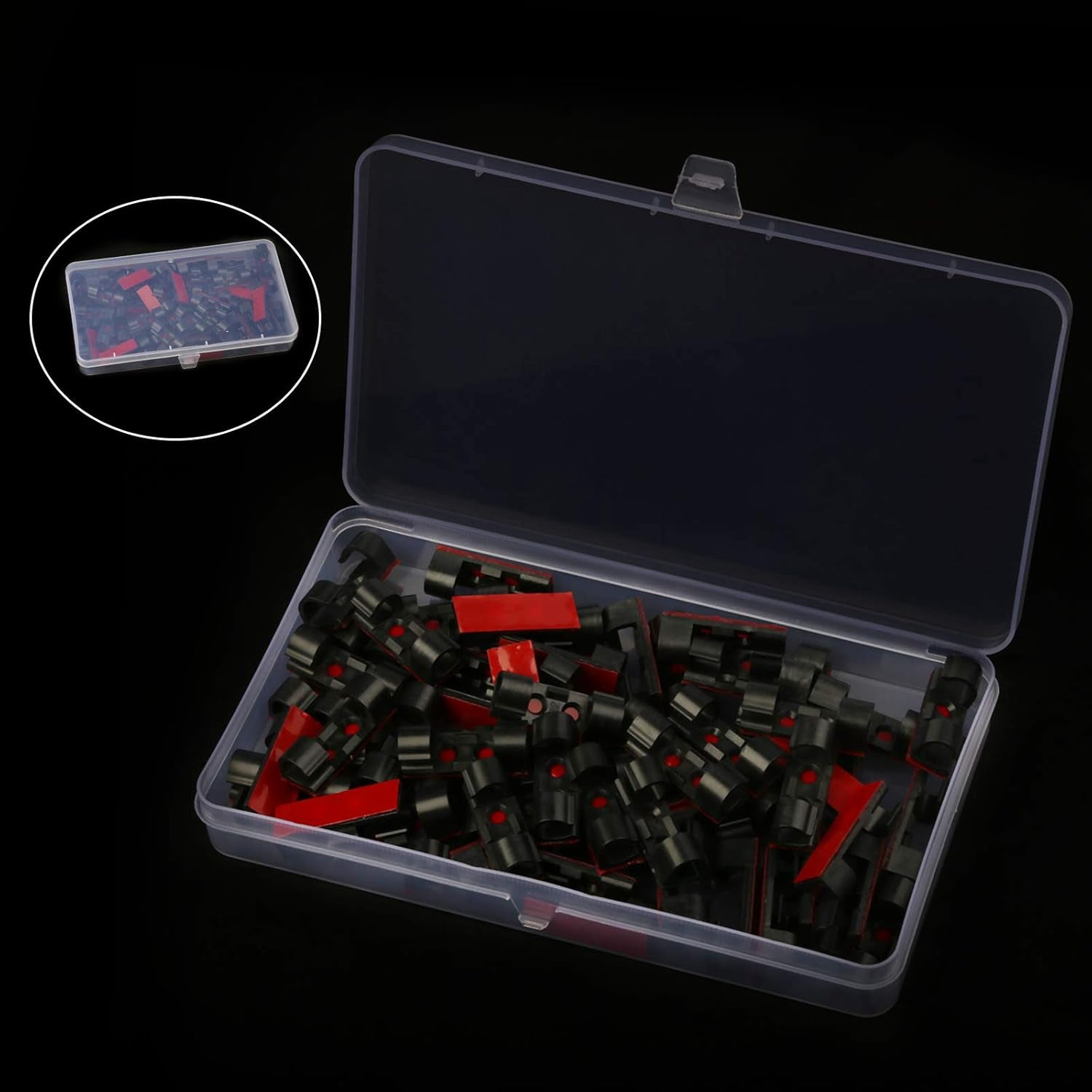 60Pcs Strong Self-Adhesive Cable Clips, Mount round Plastic Outdoor Sticky Light Clips, Cable Management Wire Holder Cord Organiser for Home Office and Car