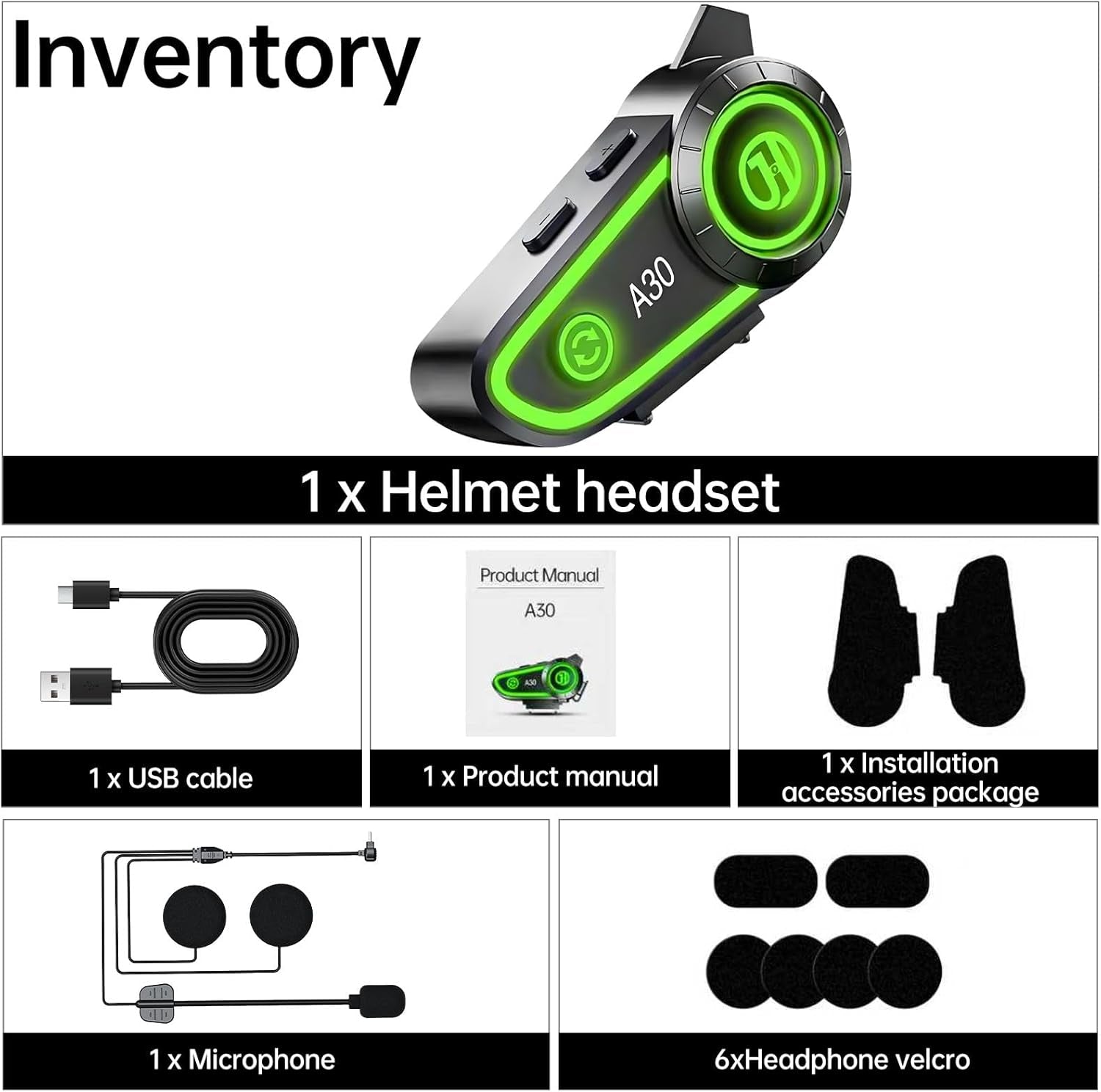 Motorcycle Helmet Speakers with Voice Assistant,Motorbike Headset IPX67 Waterproof/Bluetooth 5.3/1200Mah Long Battery Life, Bluetooth Helmet Headset Compatible with Most Helmets