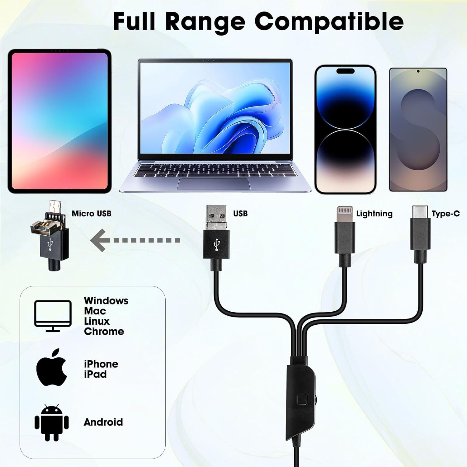 Full HD 1080P USB Digital Microscope Camera for Iphone/Ipad Android PC, 50-1000X High Definition Portable Handheld Microscope with Light for Coin Plants Trichome Soldering Skin Scalp